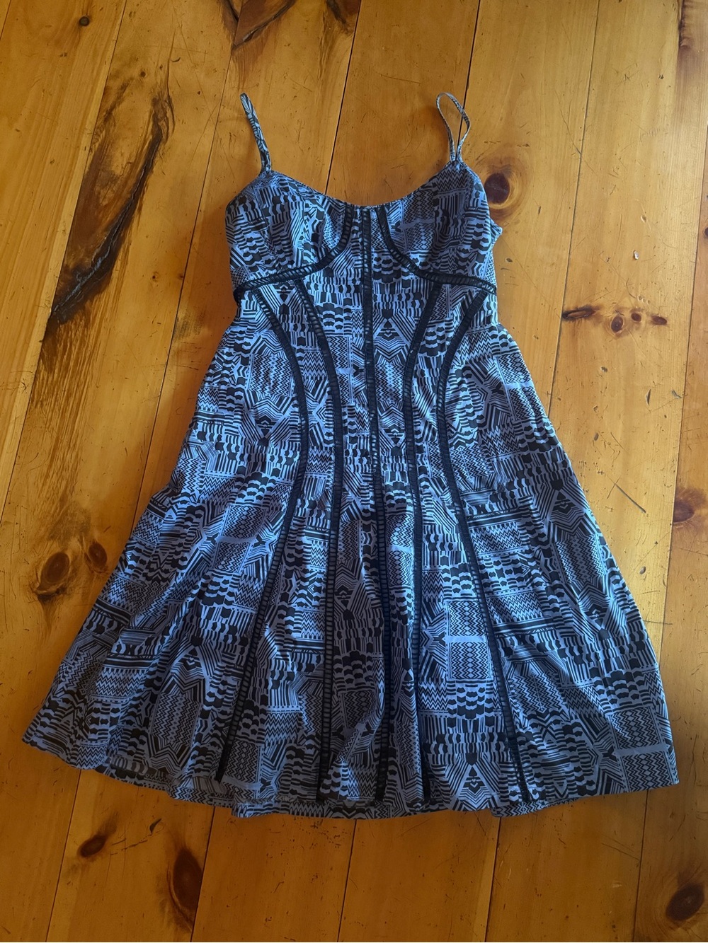 Nanette Lepore Blue Printed Fit-and-Flare Dress